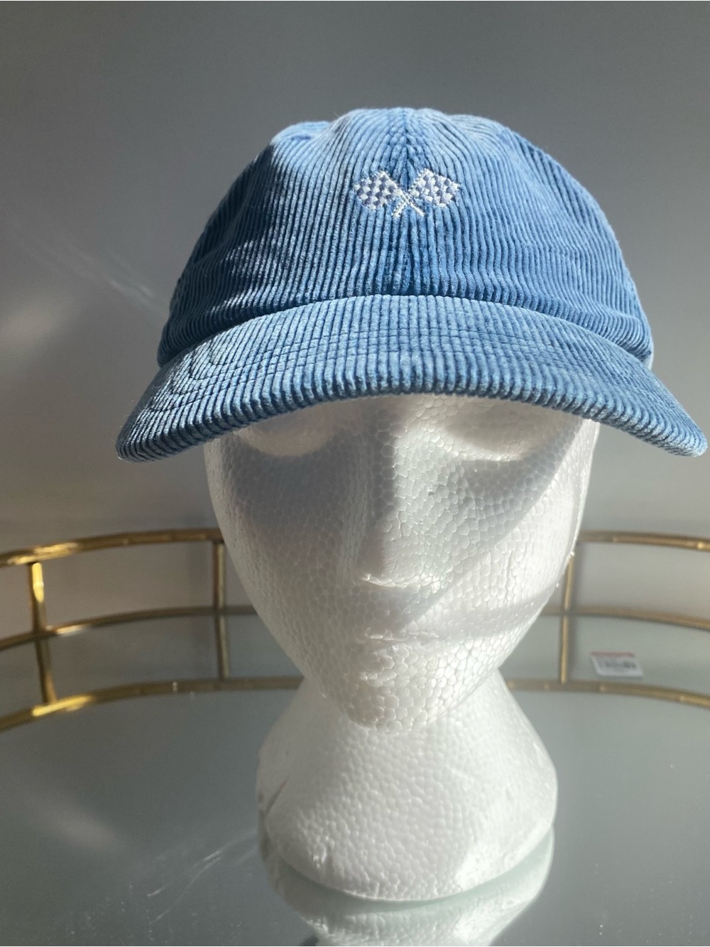 Levi’s blue corduroy cap racing flags embroidered cute stylish unisex hat